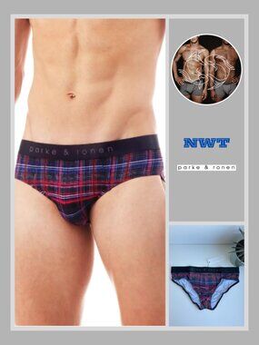 Parke & Ronen - Print Low Rise Brief - Fuchsia Cape Cod Plaid (M)